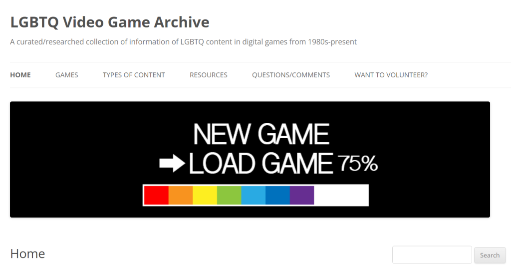 LGBTQ Game Archive Main Page.